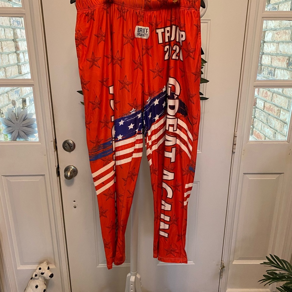 NWOT Brief Insanity Novelty Trump Make America Great American Flag Pants XXL